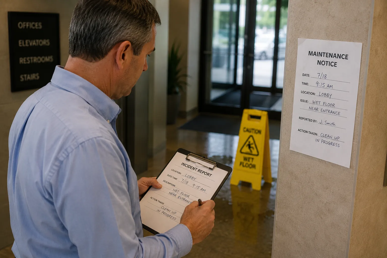 Wet floor hazard causing a Florida slip and fall accident