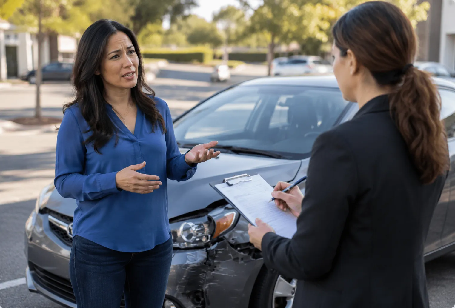 Insurance adjuster reviewing a Florida car accident claim form