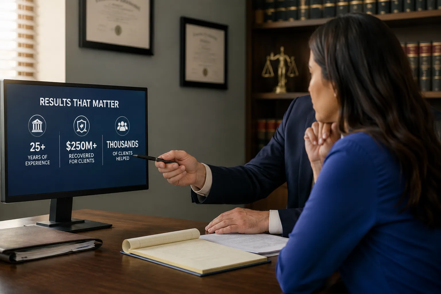 Injured driver reviewing insurance settlement paperwork without a lawyer
