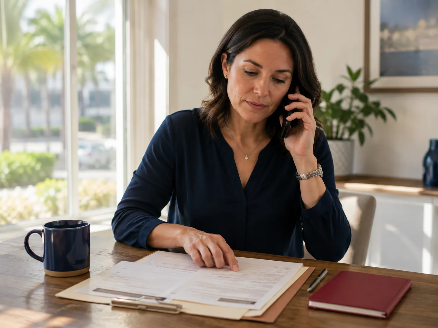 Injury claimant on the phone with an insurance adjuster